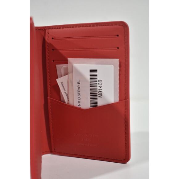 Louis Vuitton Damier Spray White Red Blue Virgil Pocket Organizer Card Wallet - Picture 10 of 11